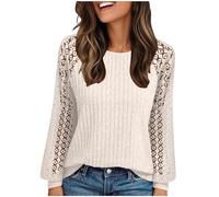 Waffel Damen Bluse Sommer Langarm Rundhals Tshirt Mode Muster Feinstrickpullover Langarm Casual Dressy Shirt Strickpullover Damen Sommer Langarm Elegante Oberteile Top Business Outfit