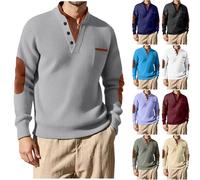 Waffeln Pullover Herren V-Ausschnitt Strickpullover mit Brusttasche Sweatshirt Herren Ohne Kapuze Pulli Langarmshirt Warm Jacquard Sweater Freizeit Pullover Weicher Bequem Jumper für Herbst Winter