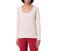 Langarmshirt BOSS "Waffle", Damen, Gr. S, light beige, Jersey, Obermaterial: 60% Baumwolle, 40% Polyester, Basic normal, tiefer Rundhals, Shirts, Schlaf-Top, Waffelstruktur, aus Baumwollmix (77126527-