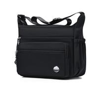 Wafybsre Lässige Schulter-Handtasche für Damen, geräumig, mehrere Taschen, Umhängetasche, Damen-Umhängetasche, Schwarz , 29x12x22cm