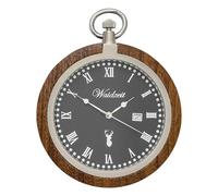 Waidzeit Herren Taschenuhr Edelstahl Walnuß Dunkelbraun mit Uhrenkette UWATR01 Analoguhr