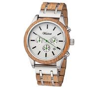 Waidzeit SK01W Grüner Panther Uhr Herrenuhr Holz 3 bar Analog Chrono Datum braun