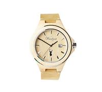 Waidzeit ZI01 Zirbenuhr Uhr Herrenuhr Lederarmband Holz Analog Datum Beige