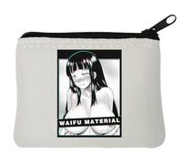 Waifu Material Black Haired Anime Babe Neopren-Münzgeldbörse, 10 x 11 cm, Weiß