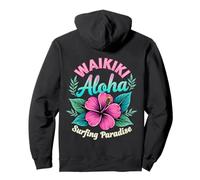 Waikiki Aloha Surfing Paradise Retro Design mit rosa Hibisc Pullover Hoodie