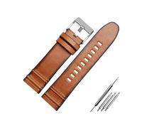 WAikub 22mm 24mm 26mm Leder Uhrenarmband Retro Braun Armband Herrenuhr Ersatzarmband Uhrenzubehör, 22mm