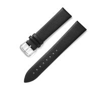WAikub Uhrenarmband 8mm - 22mm, weiches und dünnes Leder-Uhrenarmband, Herren- und Damen-Uhrenarmband, Schwarz, 15mm