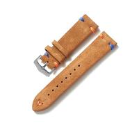 WAikub Vintage Lederarmband 20mm 22mm Herren Wildleder Leatner Uhr Ersatzarmband Uhrenzubehör, 22mm