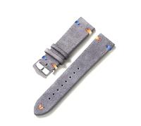 WAikub Vintage Lederarmband 20mm 22mm Herren Wildleder Leatner Uhr Ersatzarmband Uhrenzubehör, Grau, 22mm