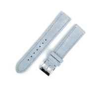 WAikub Wildleder Leder Uhrenarmband 18mm 20mm 22mm Armband Edelstahl Schnalle Männer Frauen Uhr Zubehör, Hellblau, 20mm