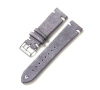 WAikub Wildleder-Uhrenarmband, 20mm, 22mm, Farbnähte, Lederarmband, Uhrenzubehör, Grau, 20mm