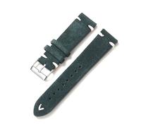 WAikub Wildleder-Uhrenarmband, 20mm, 22mm, Farbnähte, Lederarmband, Uhrenzubehör, Grün, 20mm