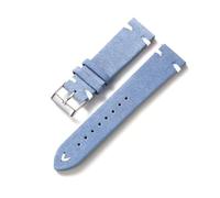 WAikub Wildleder-Uhrenarmband, 20mm, 22mm, Farbnähte, Lederarmband, Uhrenzubehör, Hellblau, 20mm