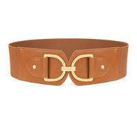 Waist Wow Damen Breite Gürtel für kleider Mode Elastischer Taillengürtel Damen Stretchgürtel Hüftgürtel mit Goldene Schnalle, Braun, Fit Taillengröße 81cm-90cm