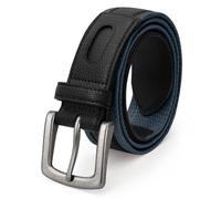 Waist Wow Herren Freizeitgürtel | Herrengürtel aus Segeltuch & Leder Gemischt Geflochten | Für Business, Freizeit, Jeans |Dunkelgrau & Schwarz, XL