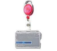 Waizmann.IDeaS 1x Ausweisset Ausweis-Set - Ausweisjojo Jojo Zipper oval + Kartenhülle mit Ausschieber - Kartenhalter Ausweis Hülle horizontal Schutzhülle Namensschild Ausweishalter Kunststoff