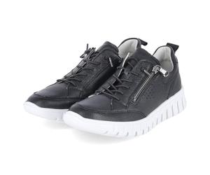Waldläufer 916003-169/001 orthopädischer Schnürhalbschuh Glattleder Damen in schwarz