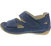 Waldläufer Damen Riemchensandalen Heliett Sandale Nubukleder Fußbett Bequem Freizeit Uni blau Jeans Klettverschluss bequem weit