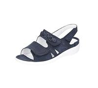 Waldläufer Damen Riemchensandalen Kara Sandale Veloursleder Fußbett Bequem Freizeit Uni dunkel-blau Leder bequem Klett-Verschluss