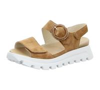 Plateausandale WALDLÄUFER "H-NELE", Damen, Gr. 4,5 (37,5), braun (cognac), Veloursleder, unifarben, modisch, Schuhe, Sommerschuh, Sandalette, Klettschuh in Komfortweite H (= sehr weit) (11050426-4,5) 
