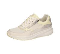 Sneaker WALDLÄUFER "H-MARA", Damen, Gr. 6,5, sanftes weiß, hellgelb, Leder, Lederimitat, Textil, Schuhe Sneaker, Halbschuh, Freizeitsneaker, Schnürer mit Reißverschluss, H-Weite (60106504-6,5) sanftes