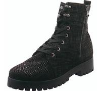 Waldläufer Damen Stiefel Karin Schnürboots Veloursleder klassisch gemustert schwarz Gr. 36
