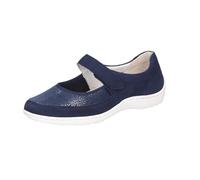 Waldläufer Henni Damen Slipper Bequemschuh aus Nubukleder in Blau in Weite H mit Klettverschluss. blau Gr. 36
