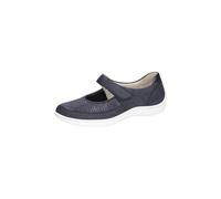 Waldläufer Henni Damen Slipper Bequemschuh aus Nubukleder in Blau in Weite H mit Klettverschluss. blau Gr. 40
