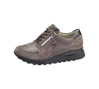 Waldläufer Damen Schnürhalbschuhe Hiroko-Soft Sneaker Lederkombination Freizeit Sport Schuhe Uni schwarz Nubuk bequem