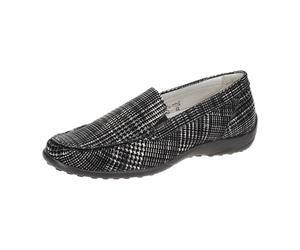 Waldläufer Kläre Slipper schwarz weiß K-Weite OrthoTritt für Damen, schwarz, Größe 37 ½ EU / 4,5 UK