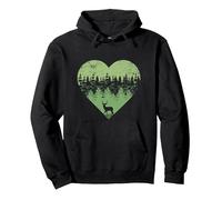 Waldliebe Herz Silhouette Hirsch Jagd Geschenk Wald Pullover Hoodie, Unisex für Erwachsene, Schwarz, XL