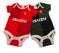 Wales Ru Baby Body (Packung 2) - Rot/Grün, 9-12 Months