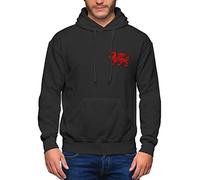 Wales Rugby-Kapuzenpullover - Walisischer Drache, bestickt, für Herren und Kinder, Rot / Schwarz
