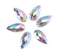 Walfront 200 Teile/Paket Acrylharz Flatback Nähen auf Knöpfe Tropfenförmige Kristall Zubehör mit 2-Loch für DIY Handwerk Dekoration(9 * 18mm-AB-Farbe)