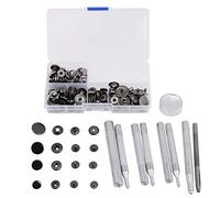 Walfront 40 Sätze Druckknopf Popper Verschluss Leder Jeans Zubehör Basis Werkzeuge w/Fall (12mm, 10mm, 15mm, 17mm)(2)