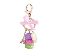 Walfront Macaron Schlüsselanhänger Eiffelturm Tasche Anhänger Harz Keychain Kuchen Schlüsselbund Nette Geldbörse Dekoration (Violett)
