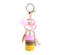 Walfront Macaron Schlüsselanhänger Eiffelturm Tasche Anhänger Harz Keychain Kuchen Schlüsselbund Nette Geldbörse Dekoration (Rosa)