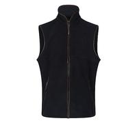 WALKER AND HAWKES Hampton - Herren Fleece-Weste mit Rändern aus Leder - Dunkelblau - S