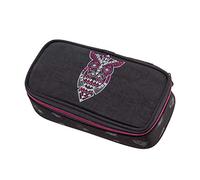 Walker Federmappe mit Innenklappe, 20 Stiftschlaufen, Reißverschluss, Fame Night Owl, schwarz, ca. 21 x 10 x 6 cm, SchreibtischOrganizer für Schreibwaren, Zeichen und Büromaterialien
