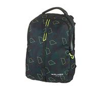 Walker Schulrucksack Elite 2.0 "Green Polygon" mit 2 Fächern, Zippfach am Rücken, Schultasche inkl. RückenPolsterung, höhenverstellbares Tragesystem, verstellbaren Gurten