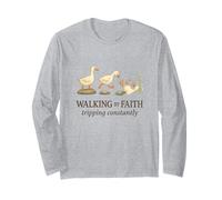 Walking by Faith Tripping Constantly Funny Christian Duck Langarmshirt