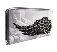 Walking Daryl Dead Dixon Biker-Weste Engel-Flügel Portemonnaie Clutch mit Münzfach und Kartenhalter, Grau