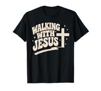 Walking with Jesus Christ Cross Christian Faith Christentity T-Shirt