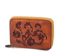 Wallet zip around cow.+floral taser+seams-p/d C002060ND X1410-braun
