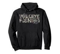 Walleye Fisherman Camouflage Walleye Angeln Pullover Hoodie, Unisex für Erwachsene, Schwarz, L