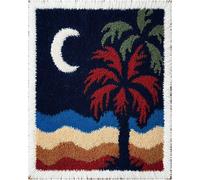Wallphantom Knüpfteppich Set DIY,Strand bei Nacht,Handarbeit Set Knüpfset für Anfänger,Teppich zum Selber Knüpfen Basteln Erwachsene Kreativ,Haus Dekoration Geschenk,55x75cm