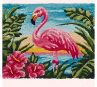 Wallphantom Knüpfteppich Set DIY,Tropische Pflanzen und rosa Vögel,Handarbeit Set Knüpfset für Anfänger,Teppich zum Selber Knüpfen Basteln Erwachsene Kreativ,Haus Dekoration Geschenk,60x90cm