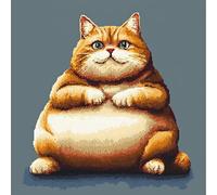 Wallphantom Kreuzstich Kissen Vorgedruckt,Tierische süße Katze,11CT Stickset für Kreuzstichkissen,Stickset Anfänger,Handstickerei Kissenbezug Set,45x45cm