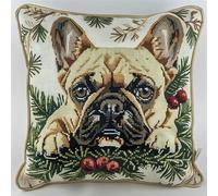 Wallphantom Tier Hund 11CT Kreuzstich Kissen Set Vorgedruckt,Französische Bulldogge,Kreuzstich,Bedrucktes Leinwand-Kissen-Stickset,Diy-Handarbeit,Stickkissen Set,45x45cm