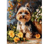 WallustrioaW Cross Stitch Kits For Beginners,Tiere, Hunde und Blumen,DIY Set Erwachsene 11CT Embroidery Kit Handarbeiten Sticken Stickbilder,16x20in